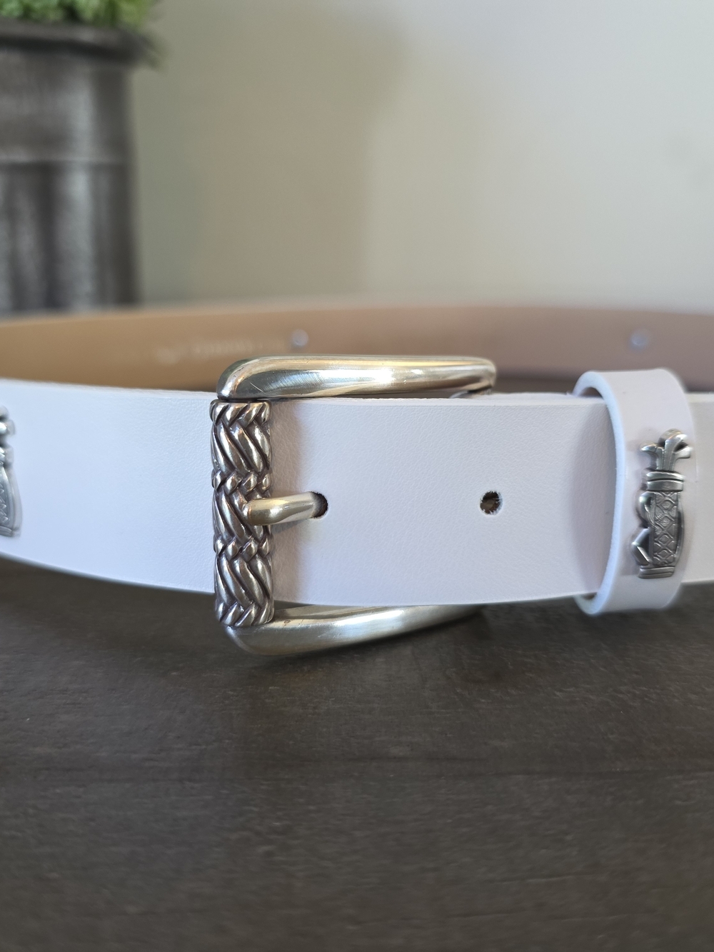 Glenayr Golf White Leather Golf Belt Bag Conchos Made In Canada Size M New - Picture 5 of 14